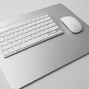 24 Aluminum Metal Desk Pad Sleek Hard Mouse Mat Protective Silver Surface for Apple Users