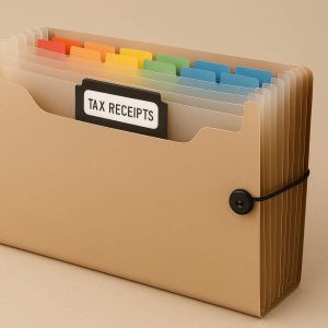 25 Expanding File Folder Poly Document Organizer with Accordion Pockets for Tax Receipt Management