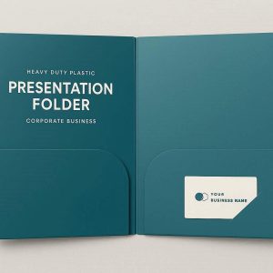 26 Heavy Duty Plastic Two Pocket Folders with Business Card Slot for Corporate Business Presentation