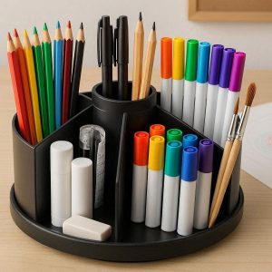 5 Rotating Desk Organizer Pen Holder Carousel Art Supply Caddy for Drawing Table