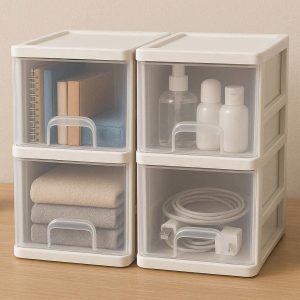 Plastic Desk Storage Drawers Stackable Cube Organizer Cabinets for Dorm Room Essentials